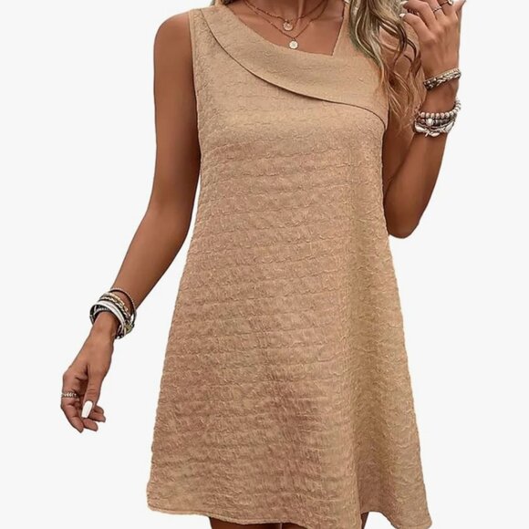 NWT Cupshe Women's Oblique Shoulder Sleeveless Tank Dress Casual Summer Mini Dre - Picture 1 of 4